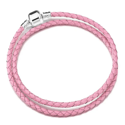 BAOPON 9-Color Leather Charm Bracelet - DIY Chain Jewelry Gift for Women & Girls