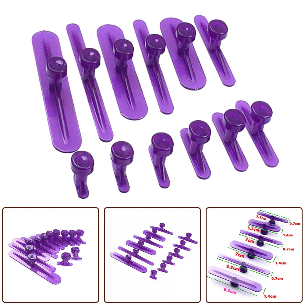 12Pcs Paintless Dent Removal Glue Tabs Kit – Nylon Car Body Dent Puller Tools for Auto Repair, Slide Hammer Compatible Dent Lifter Accessories