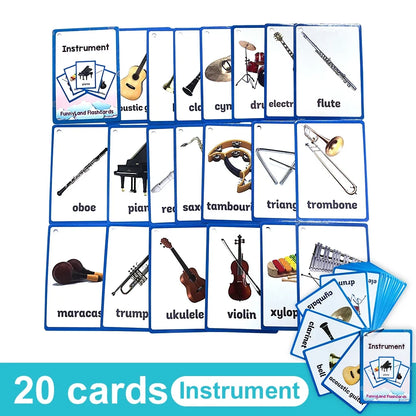 Kids English Vocabulary Flashcards - 26 Themes Fruits Animals Vehicles & Learning Activity Cards