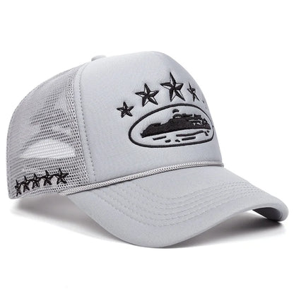 Unisex Print Mesh Trucker Cap - Hip Hop Streetwear Snapback Hat with Breathable Sunshade Design