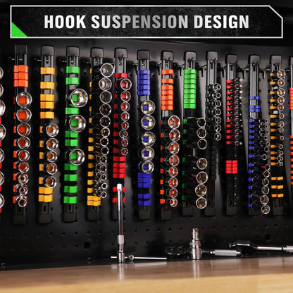 Socket Organizer Set - 1/4 3/8 1/2 Inch Socket Holder Trays for Tool Box Drawers & Storage Rails