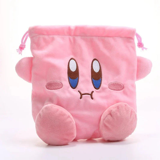 Star Kirby Cosplay Storage Bag – Cute Kawaii Drawstring Cosmetic & Coin Purse, Portable Cartoon Toy Gift