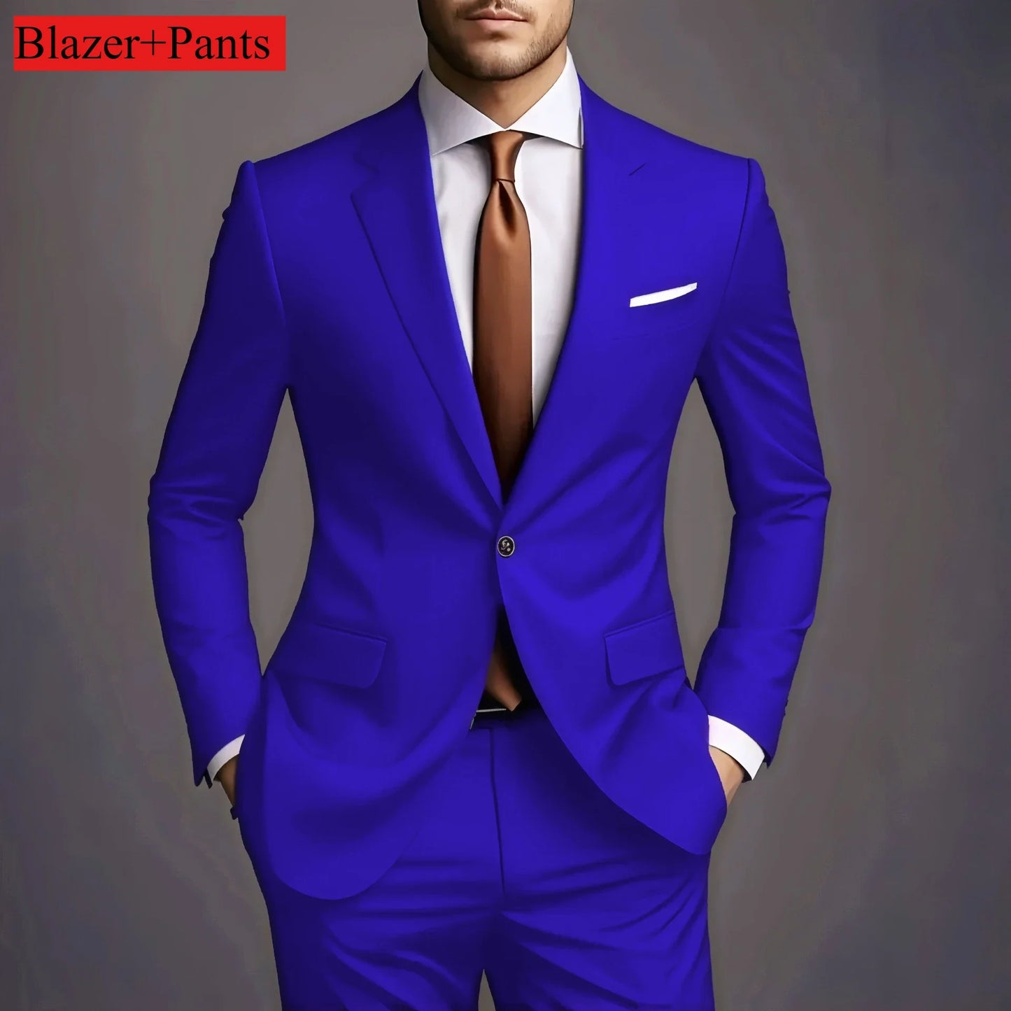 2026 Luxury Men's 2-Piece Suit Set - Elegant Slim Fit Wedding Groom Tuxedo & Casual Formal Wear