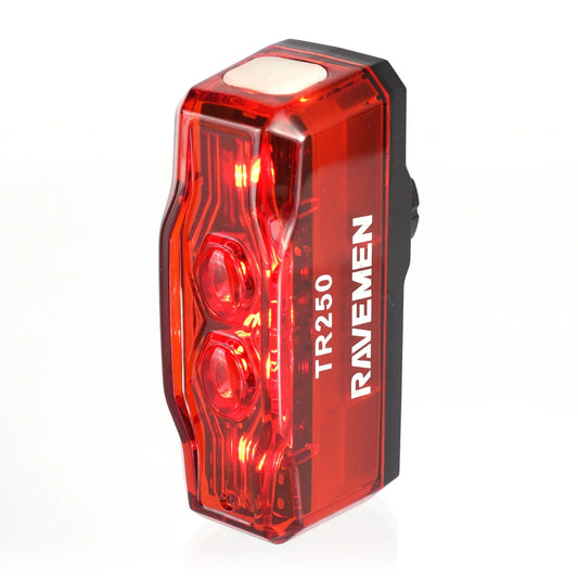 RAVEMEN TR250 Rechargeable Bike Rear Light – 250 Lumens LED Bicycle Taillight with Brake Sensor, Auto On/Off & IPX6 Waterproof Mount