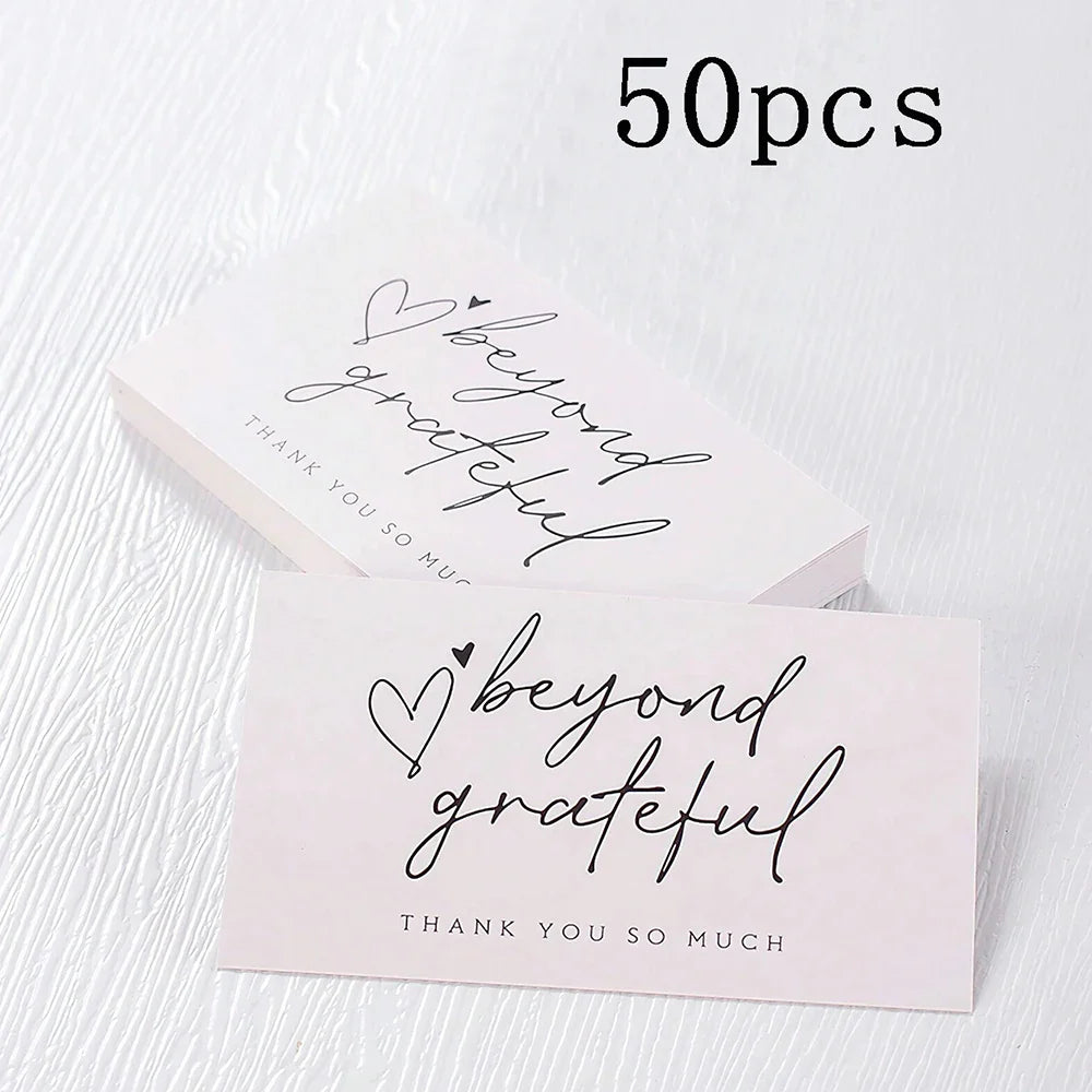 50pcs Thank You Business Cards – Customer Appreciation Gift Tags for Cake Decoration, Retail Packaging & Small Business Branding Cards