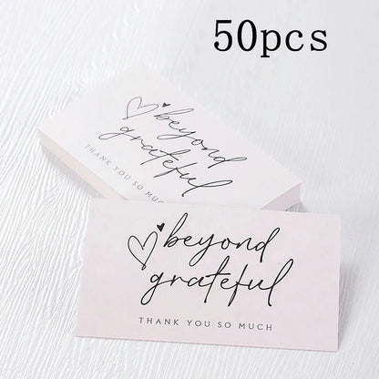 50pcs Thank You Business Cards – Customer Appreciation Gift Tags for Cake Decoration, Retail Packaging & Small Business Branding Cards