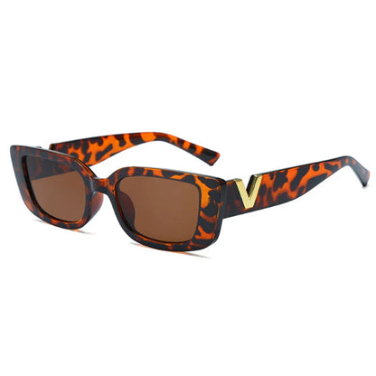 Fashion Rectangle Sunglasses Women: Luxury Brand Vintage Small Frame Sun Glasses, Classic Black Square Eyeglasses Oculos