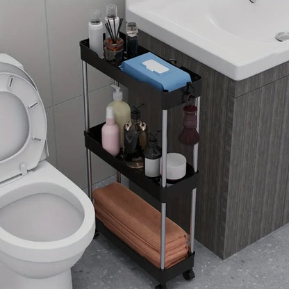 Rolling Bathroom Storage Rack: 3/4 Layer Utility Cart with Wheels - Multi-Purpose Organizer for Bathroom Storage