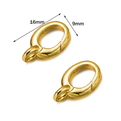 2PCS Gold Filled Oval Clasp - 14K/18K Spring Connector Carabiner for DIY Jewelry Necklace & Bracelet Making