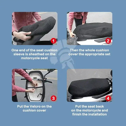 3D Mesh Motorcycle Seat Cover – Anti-Skid, Breathable Summer Cushion for Scooter and Electric Bike