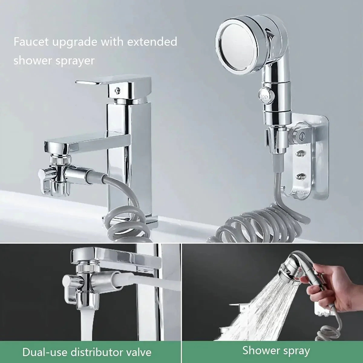 New Faucet Extender & External Shower Head Set – Bathroom Faucet Adapter Attachment for Washbasin