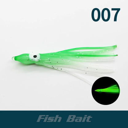 PRO BEROS 5Pcs Luminous Octopus Fishing Lures - Silicone Squid Skirts Glow Bait for Tuna Trolling & Sea Jigging