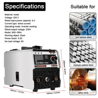 120A 2-in-1 MIG MMA Welder - Portable IGBT Inverter Gasless CO2 Welding Machine