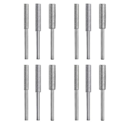 12PCS Diamond Chainsaw Sharpener Set – Titanium Coated Corundum Rotary Burr Stones for Chainsaw Sharpening, Jade Carving & Grinding Tool Kit