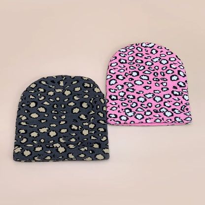 Retro Leopard Wool Knit Beanie - Warm Autumn Winter Hip Hop Y2K Street Fashion Hat