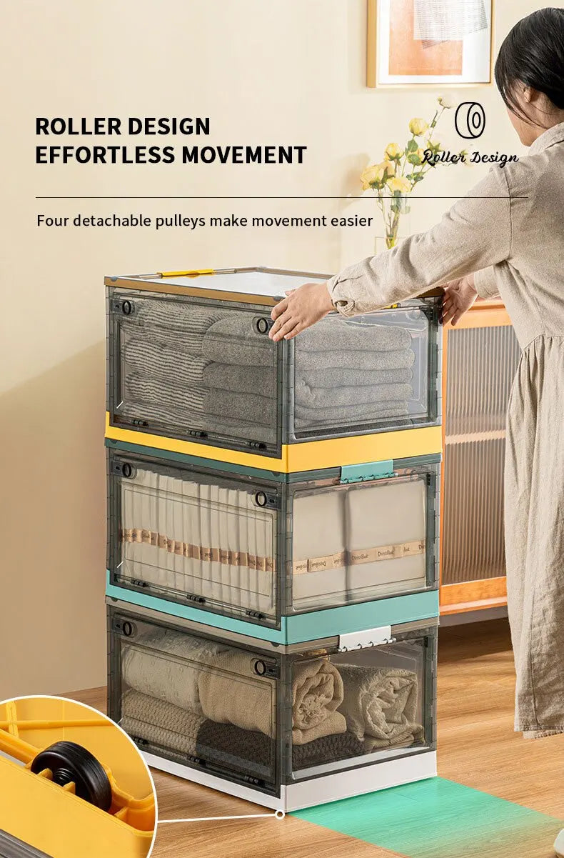 Foldable Transparent Storage Trunk — Large Capacity Plastic Organizer Box for Home, Wardrobe, and Clothes Storage