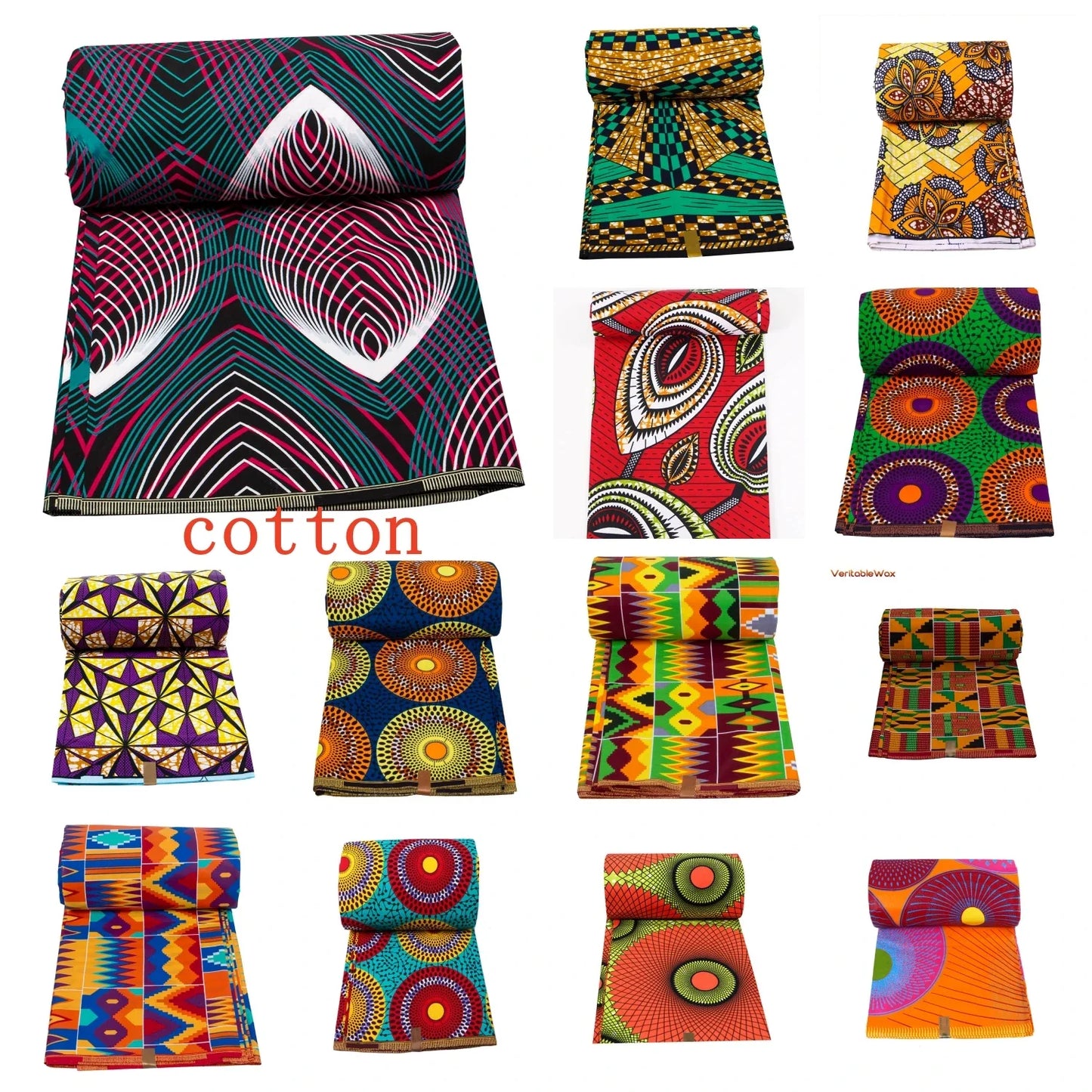 African Ankara Wax Fabric - Real Cotton Diamond Print for Party Dress & DIY Sewing