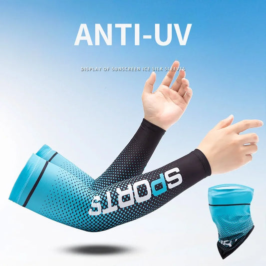 UV Protection Cooling Arm Sleeves - Ice Silk Sunscreen Gloves for Cycling & Outdoor Sports