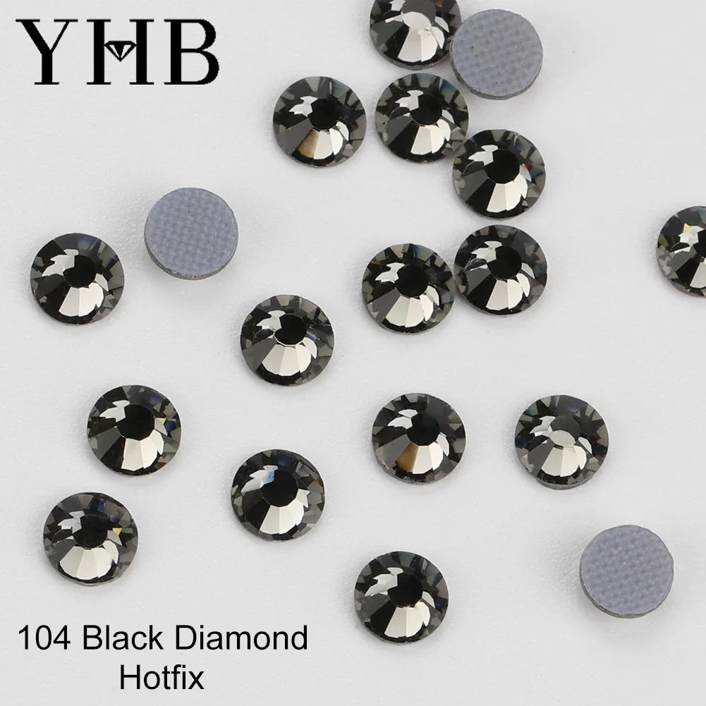 YHB 101-127 Hotfix Crystal Rhinestones - Glitter Glass Flatback Gems for Bags, Shoes, Garments, Phone & Nail Art DIY