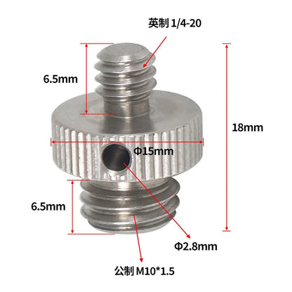 Reinforced Camera Screw Adapter - 1/4 to 3/8 Inch Male Female Thread Converter for Tripod Monopod Ball Head Light Bike Mount