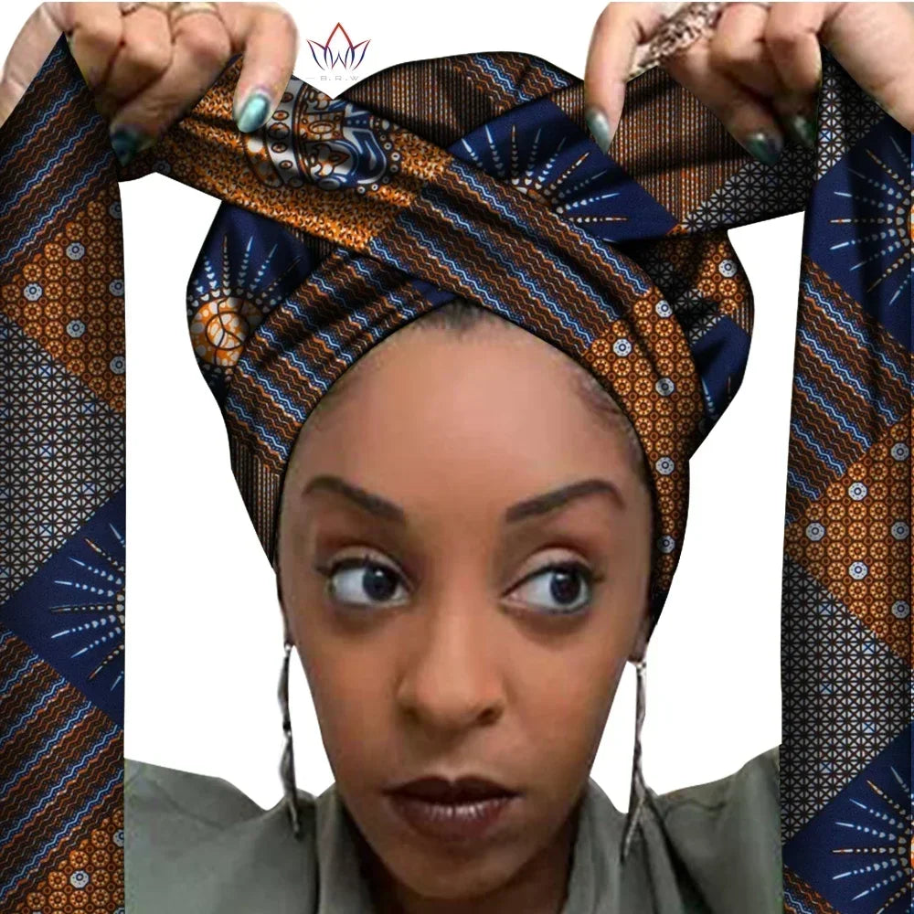 African Print Bonnet with Long Ribbon - Large Size Ankara Hair Wrap Cap for Women, Single Layer Head Cover