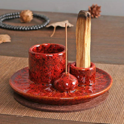 Morandi Ceramic Candle Holder & 4 in 1 Incense Burner – Palo Santo, Sage, Stick & Cone Holder