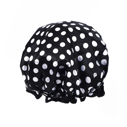Waterproof Leopard Shower Cap - Double Layer Reusable Hair Cover with Elastic Fit