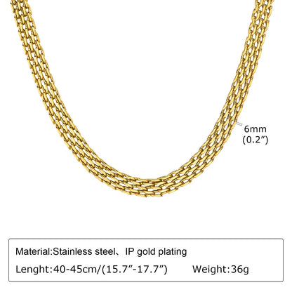 Chunky Gold-Plated Link Necklace — Stainless Steel Oval Chain Choker for Women, Minimalist Jewelry