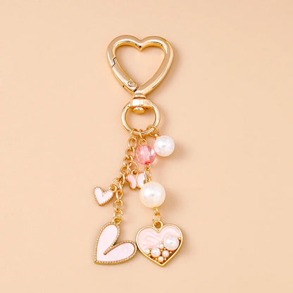 Cute Bowknot Heart Keychain - Crystal Pearl Pendant Charm for Women, Girls & Handbag Decoration
