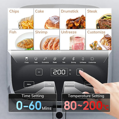 MIUI 5L Air Fryer - Electric Hot Fryer Oven Oilless Cooker with Touch Control, Nonstick Basket, and Visible Window - Family Size