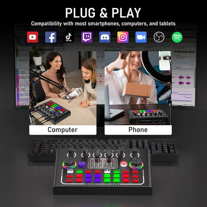 F009 Live Sound Card Kit - BM-800 Microphone Set for Podcasting, Audio Recording & YouTube Streaming