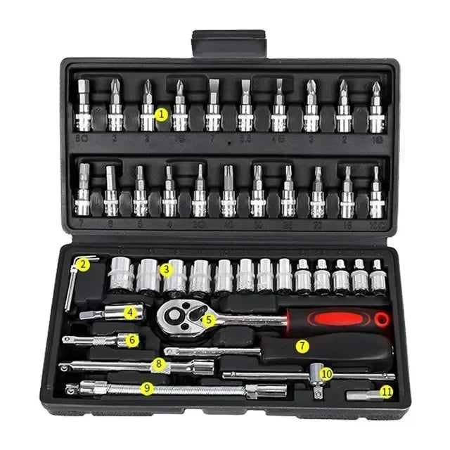 Motorcycle Tool Kit Set - 150/46PCS Ratchet Wrench Socket Set for Auto Repair & Maintenance