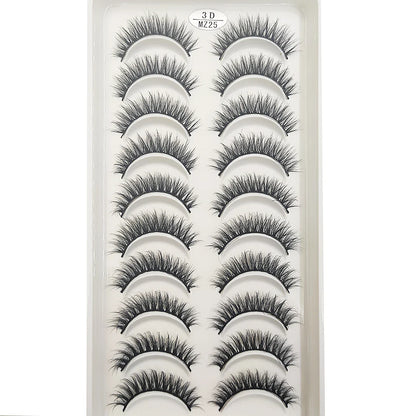 10 Pairs 3D Mink False Eyelashes – Soft Natural Cross Messy Dense Lash Extensions Makeup