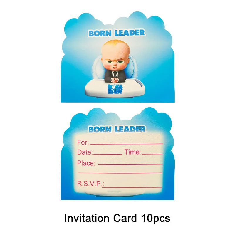 Cartoon Boss Baby Birthday Party Set - Disposable Tableware, Backdrop & Balloons for Kids Baby Shower Decor