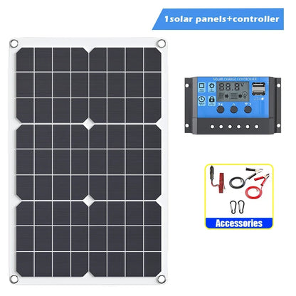 1000W Solar Power System Kit - 600W Solar Panel, 12V to AC 110V/220V Inverter & 100A Charge Controller