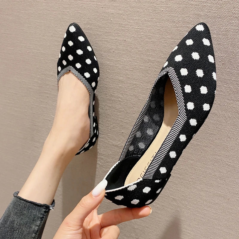 Women’s Pointed Flat Shoes - Comfortable Knitted Elastic Casual Fashion Shoes for Spring & Autumn Wear