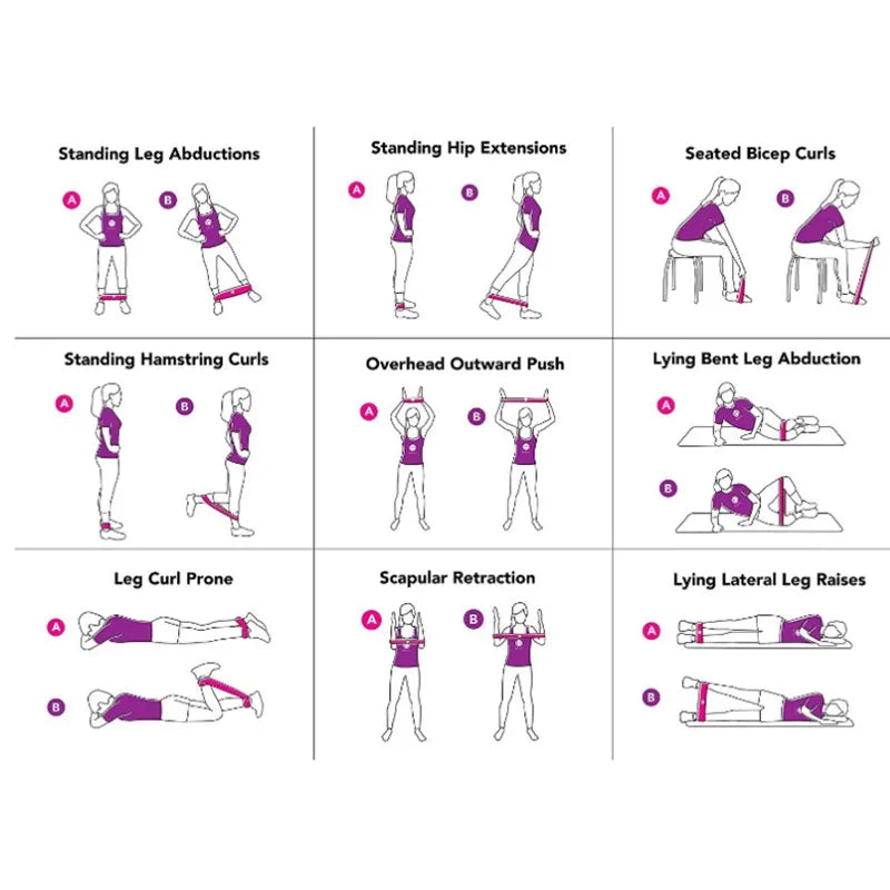 Complete Fitness Set: TPE Resistance Bands Rubber Loop Bands - Strength Training Workout Expander for Yoga, Gym - Elastic Rubber Loop Gym Equipment