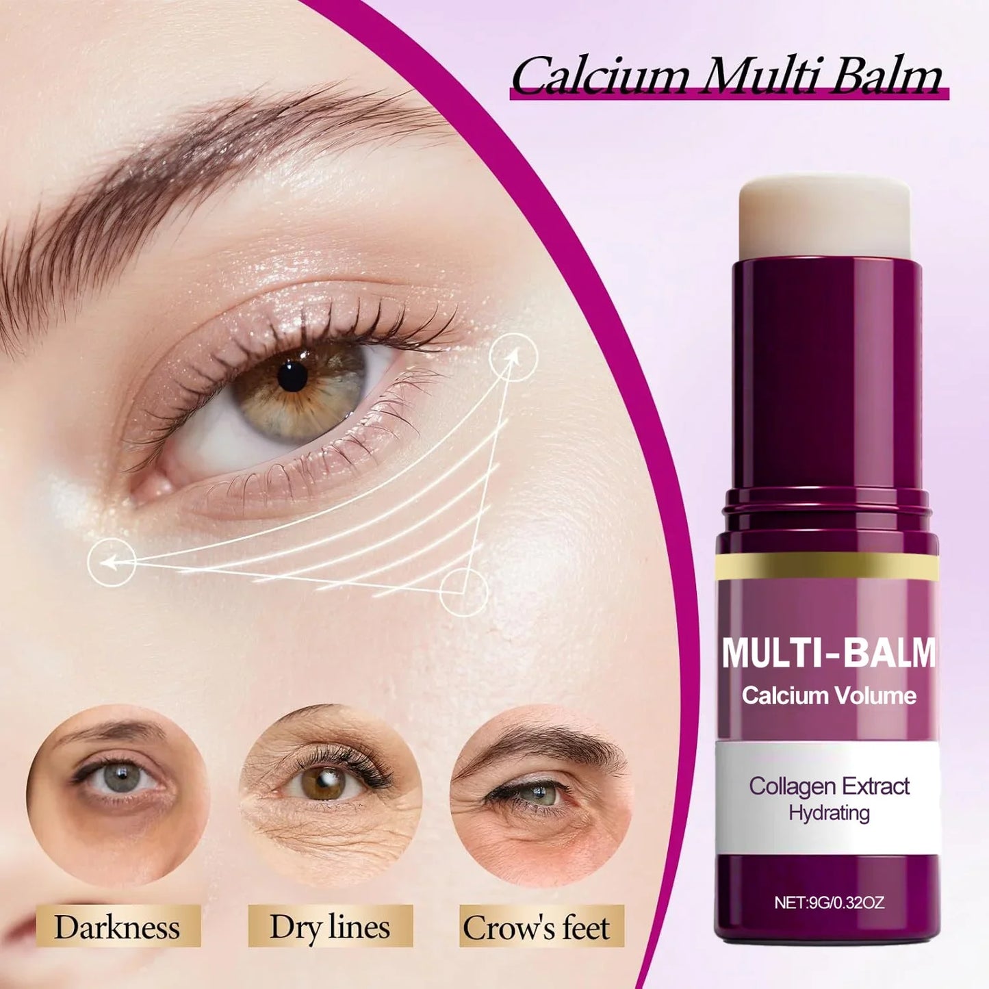 Calcium Volume Multi Balm Stick - Collagen Infused Hydrating Firming Anti-Wrinkle Pre-Makeup Moisturizer