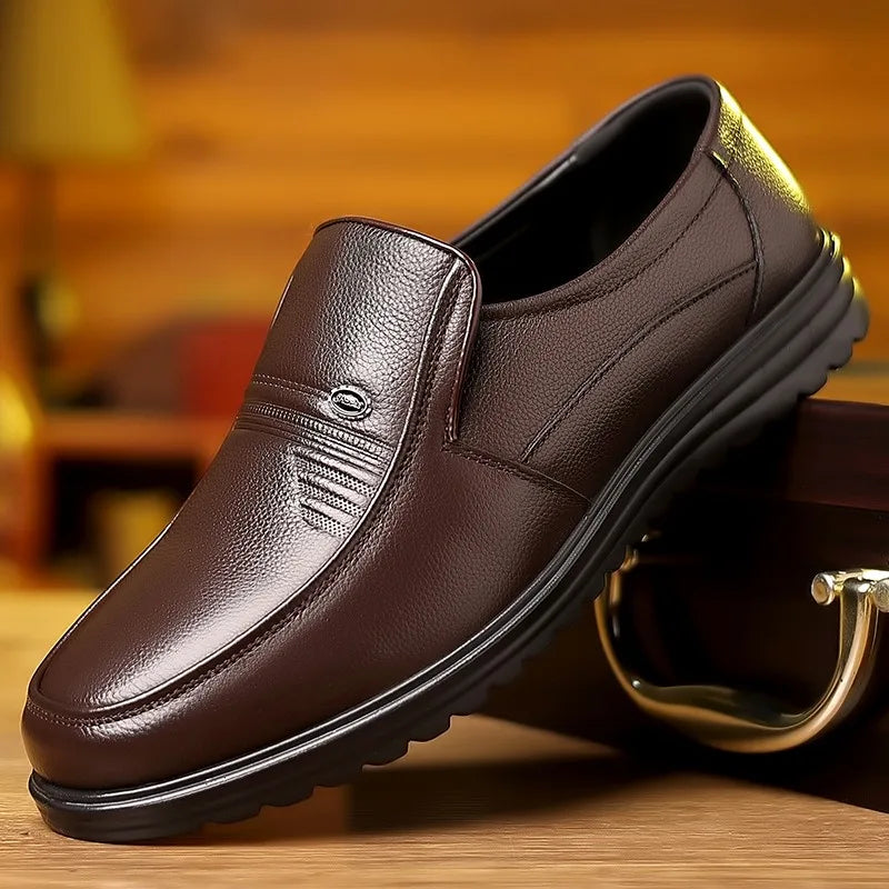 Men’s Handmade Genuine Leather Loafers - Soft Breathable Slip-On Business Casual Driving Shoes