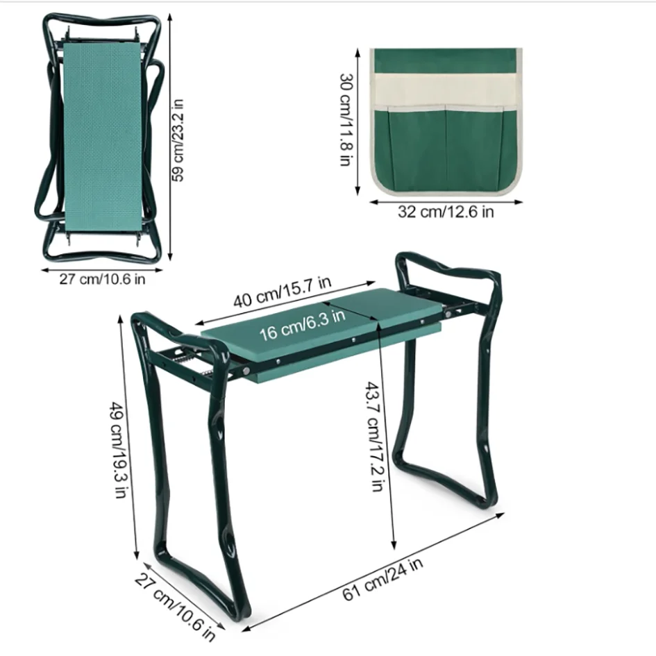 Upgraded Folding Garden Kneeler & Seat – Portable Garden Bench with EVA Foam Kneeling Pad for Outdoor Use