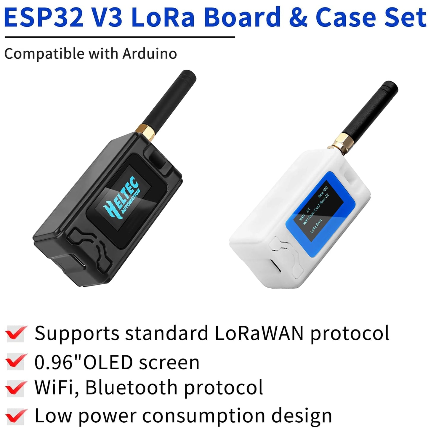 Heltec LoRa 32 V3 Development Board Kit - ESP32 SX1262 Meshtastic 915MHz WiFi BLE OLED IoT Board with Case