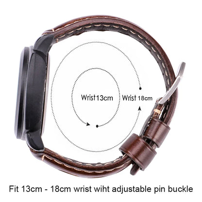 Vintage Genuine Cowhide Leather Watch Strap – 20mm 22mm 24mm Watchband with Pin Buckle for Men & Women