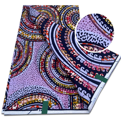 African Grand Super Golden Wax Fabric - Soft Glitter Gold Ankara Batik Print 6 Yards