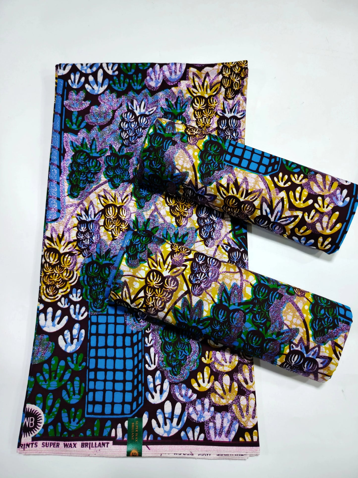 Grand Super Ankara Wax Fabric - Original 100% Cotton Glitter Batik Pagne 6 Yards Nigerian Party Dress Sewing Material