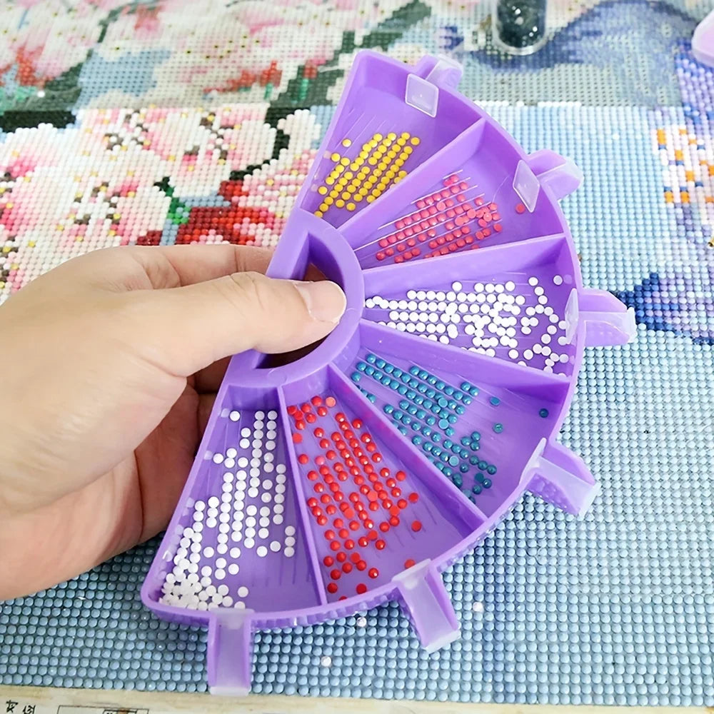 6 Grid Diamond Painting Tray Kit - Large Capacity Drill Plate with Pen & Beading Tools for DIY Cross Stitch Crafts