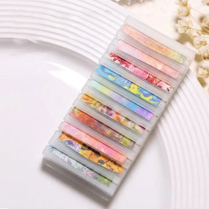 10 Slot Nail Transfer Foil Holder - 3D Printed Portable Organizer Box for Nail Art Sticker Storage & Display