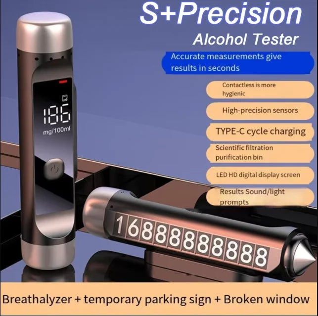 Non-Contact Digital Alcohol Tester - LED Display Breathalyzer Meter for Accurate Alcohol Detection