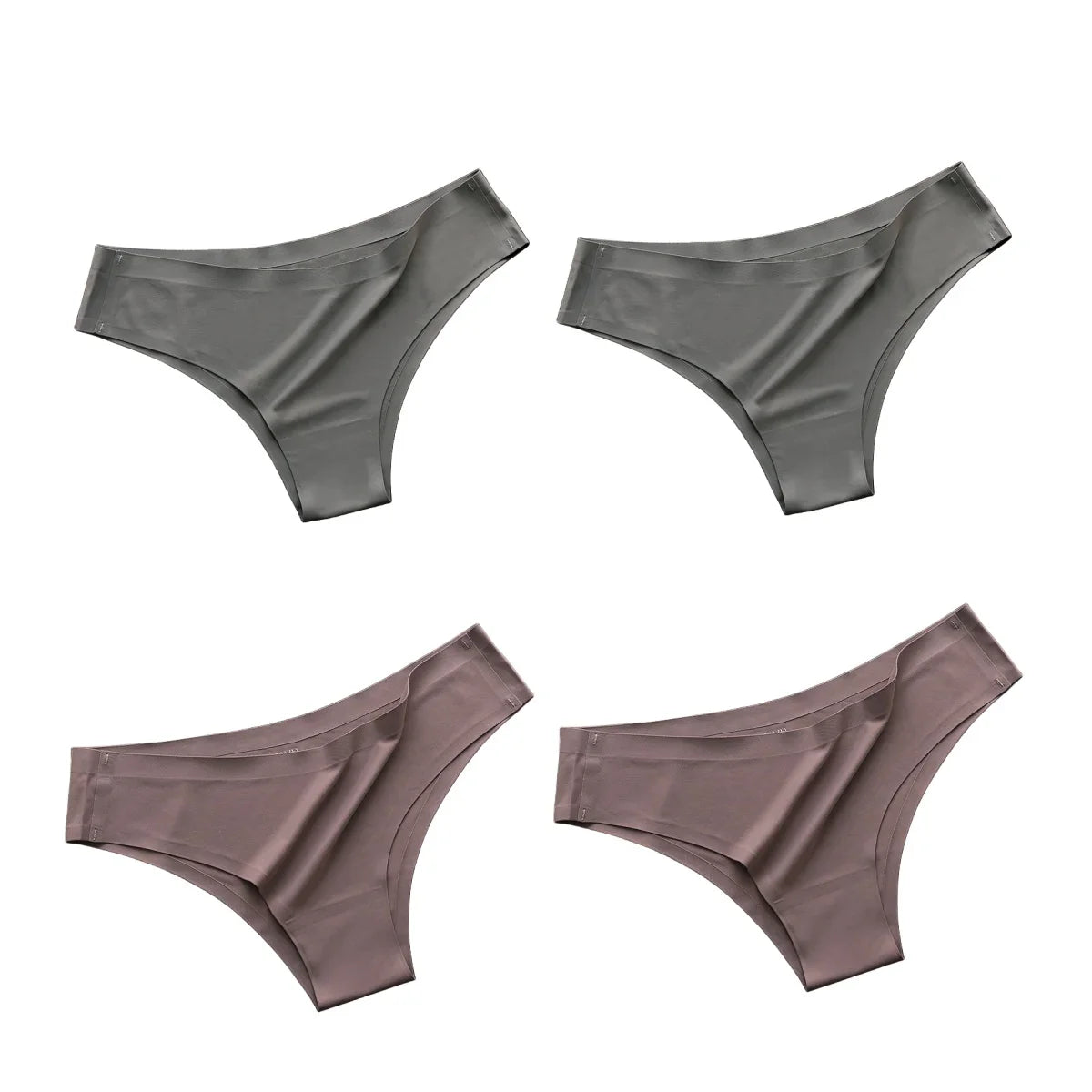 4PCS Seamless Ice Silk Panties Set for Women – Low Waist G-String, Soft Ultra-Thin Sexy Underwear Briefs