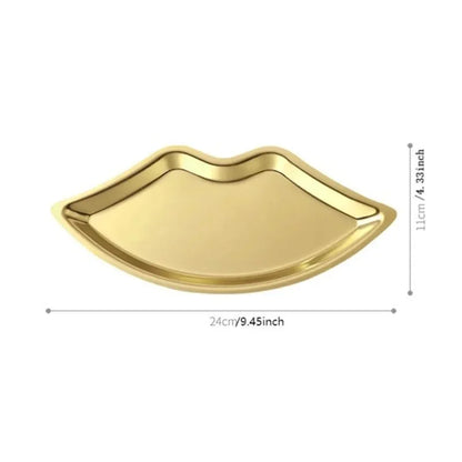 Stainless Steel Lip Shaped Jewelry Tray – Decorative Cosmetic Organizer & Metal Storage Dish