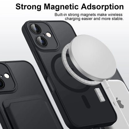 Luxury Magnetic Matte Translucent Armor Shockproof Case for Apple iPhone 11–16 – MagSafe Compatible Protective Cover for Wireless Charging